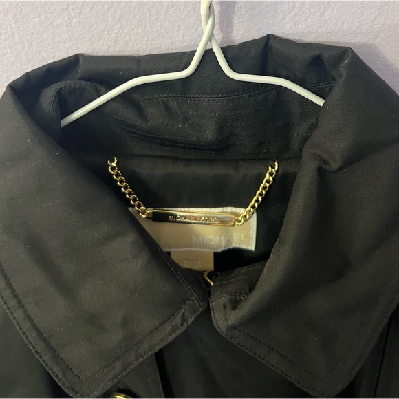 MICHEAL KORS Black Double-Breasted Rain Coat with Gold Accents - Picture 3 of 7
